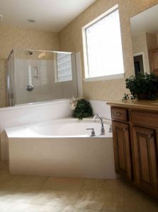 A built-in tub